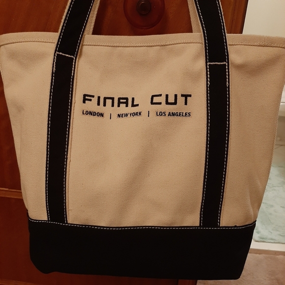 EUC BLACK N WHITE CANVAS TOTE - Picture 1 of 10
